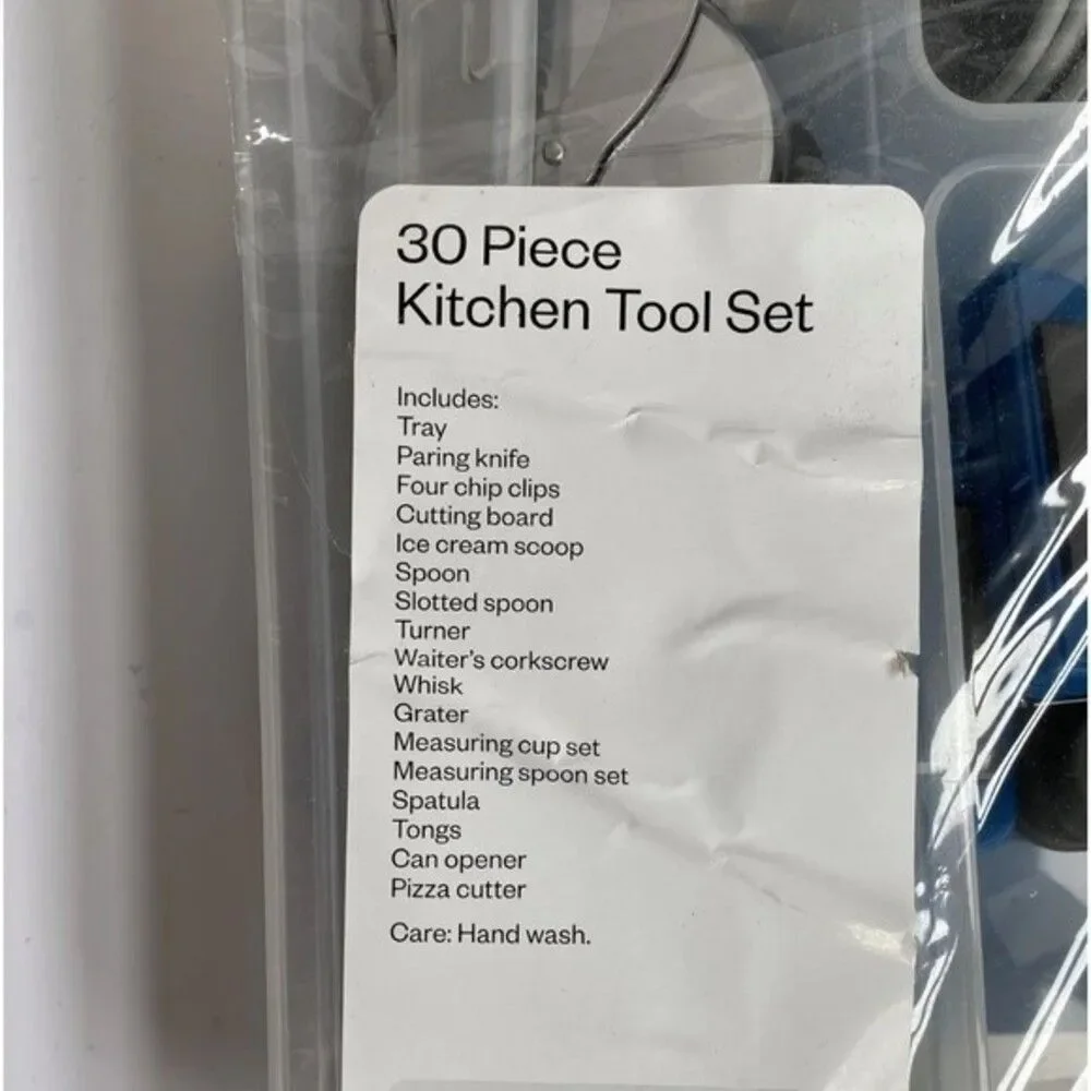30pc Kitchen Utensil Set Storage Measuring Spoons Spatula Tongs Cookware New
